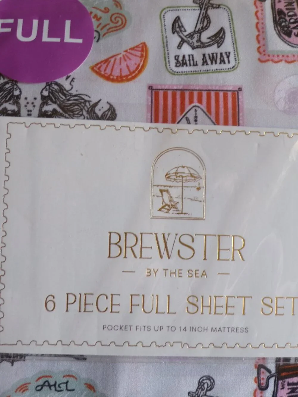 Brewster By The Sea Full Size Sheet Set Mermaids Ocean Spirit Sail Away 6 pc NEW